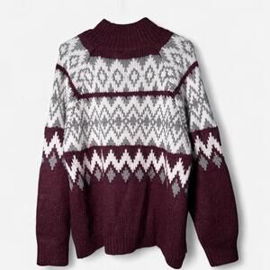 Lucky Brand - Women's Fair Isle Mock Neck Sweater - Size Large